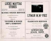 Lucke Maytag Stores, McPike Truck Service, Vaughn & Burge, Glascock Service, Lewistown State Bank, Marion County 1950c